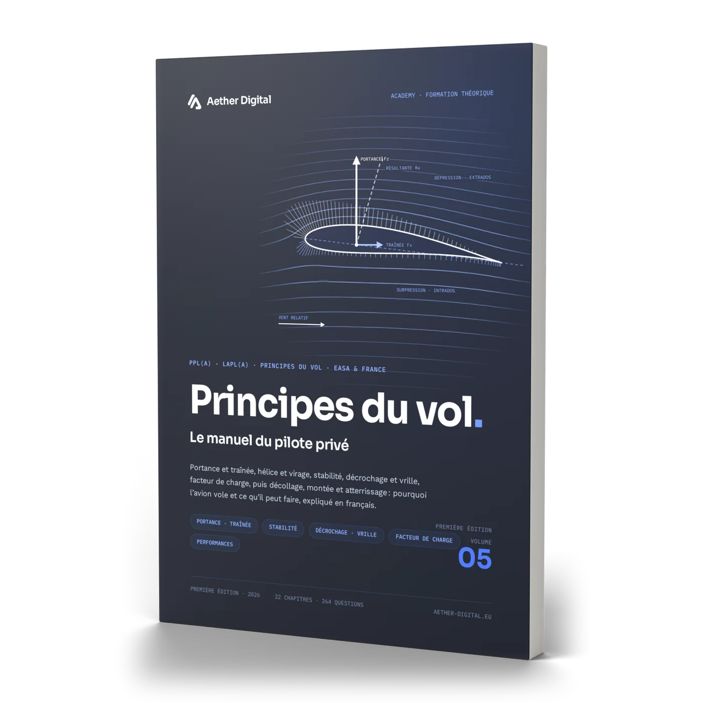Le livre Principes du vol debout, vue de la tranche