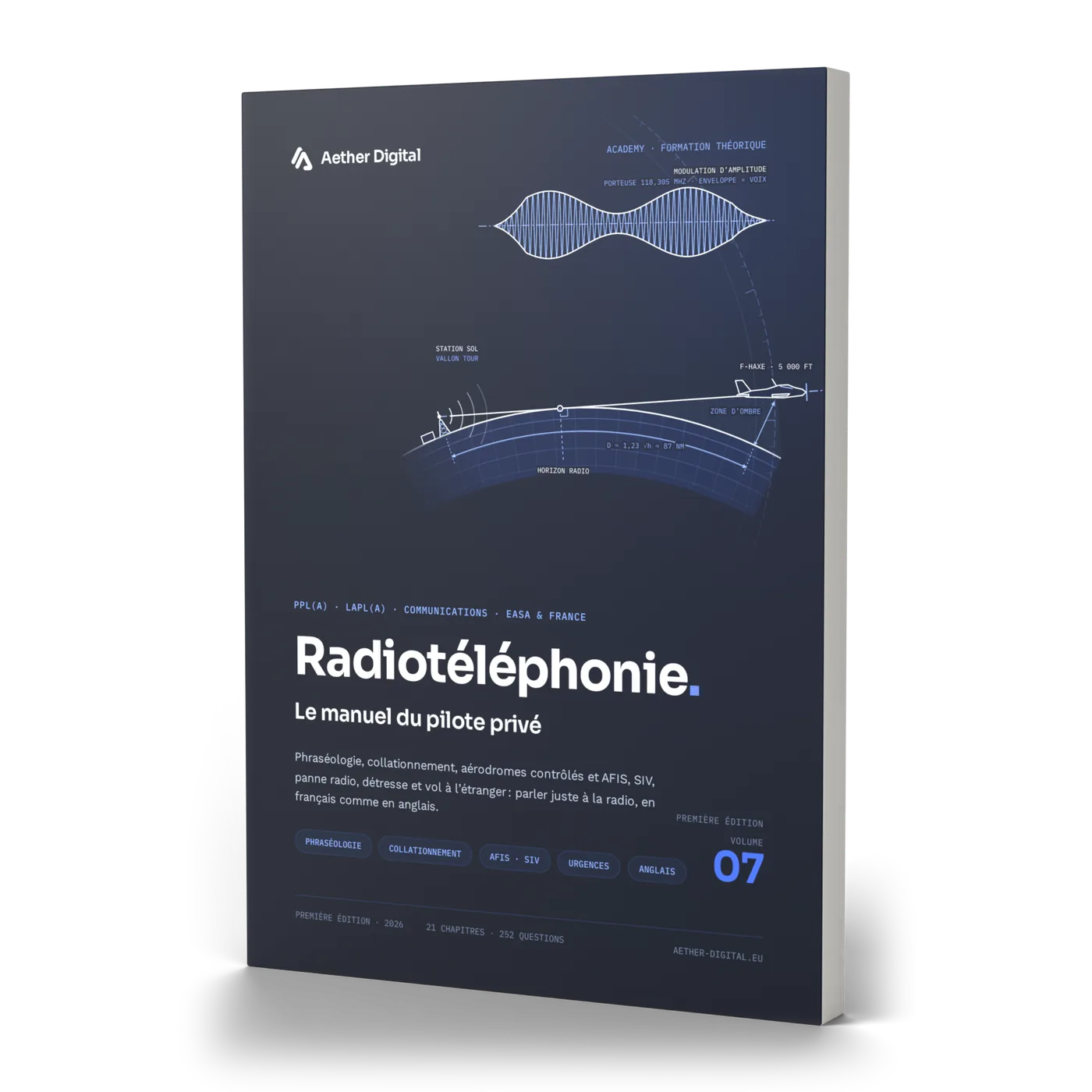Le livre Radiotéléphonie debout, vue de la tranche